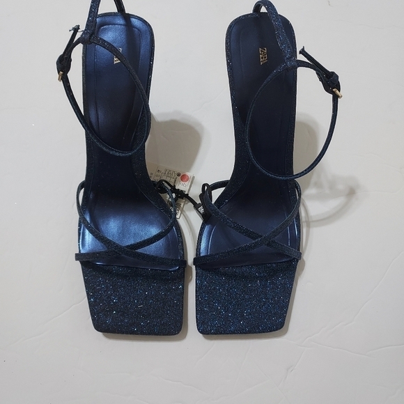 ZARA Strappy glittered Heeled Sandals Sz-9 - Picture 7 of 10